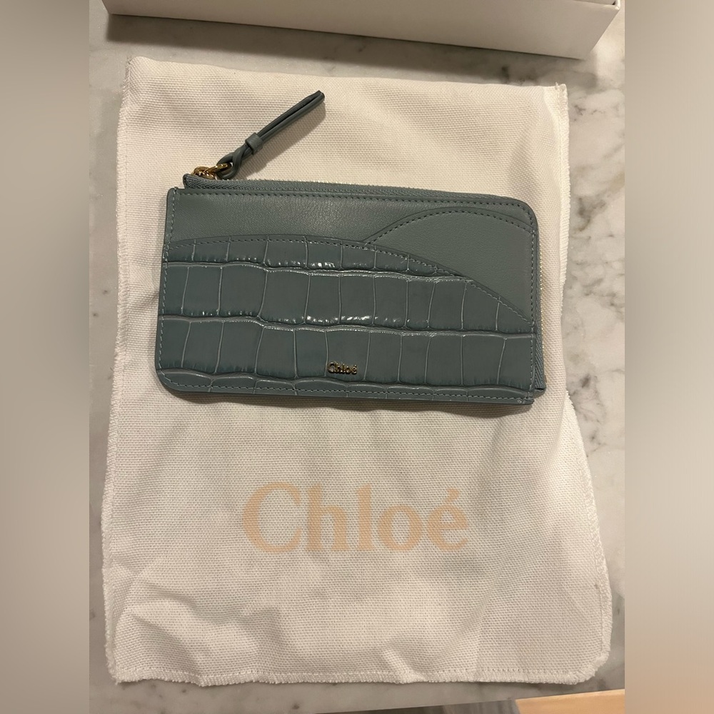 Chloé Blue Croc-Embossed Leather Wallet - never been used! Perfect condition